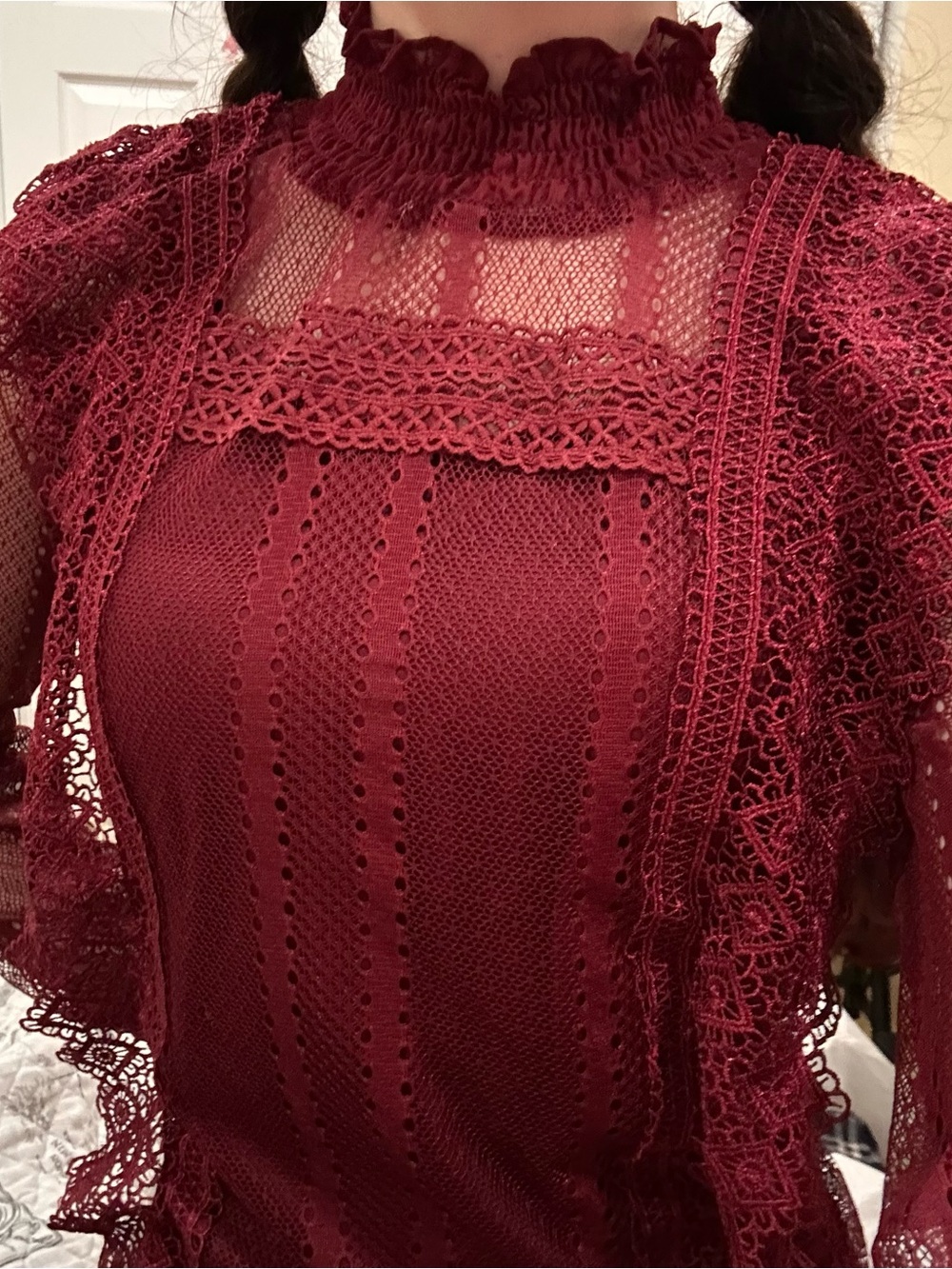 Burgundy Lace Top